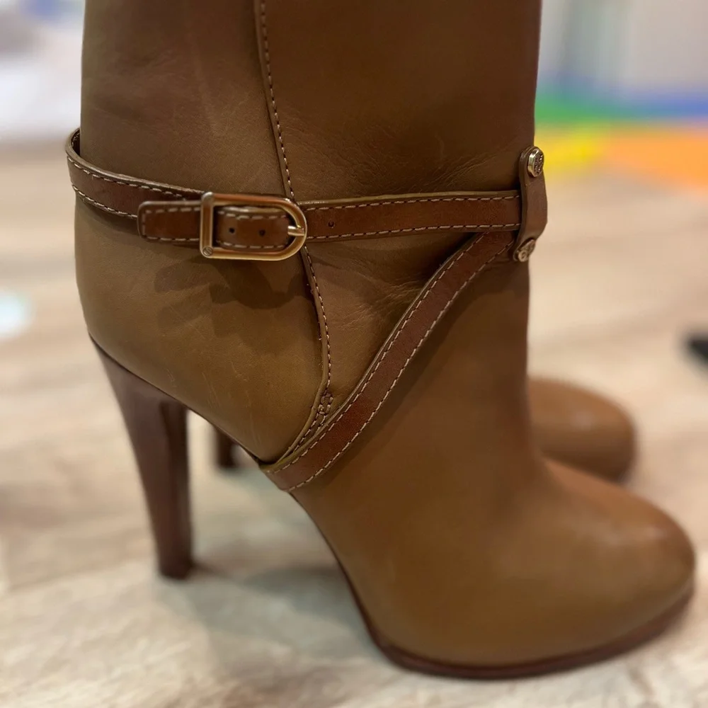 Tory Burch Cognac Dorese Leather Boot Bootie Sz 10